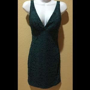 Dark Green Topshop Bodycon Lace Dress Size 4